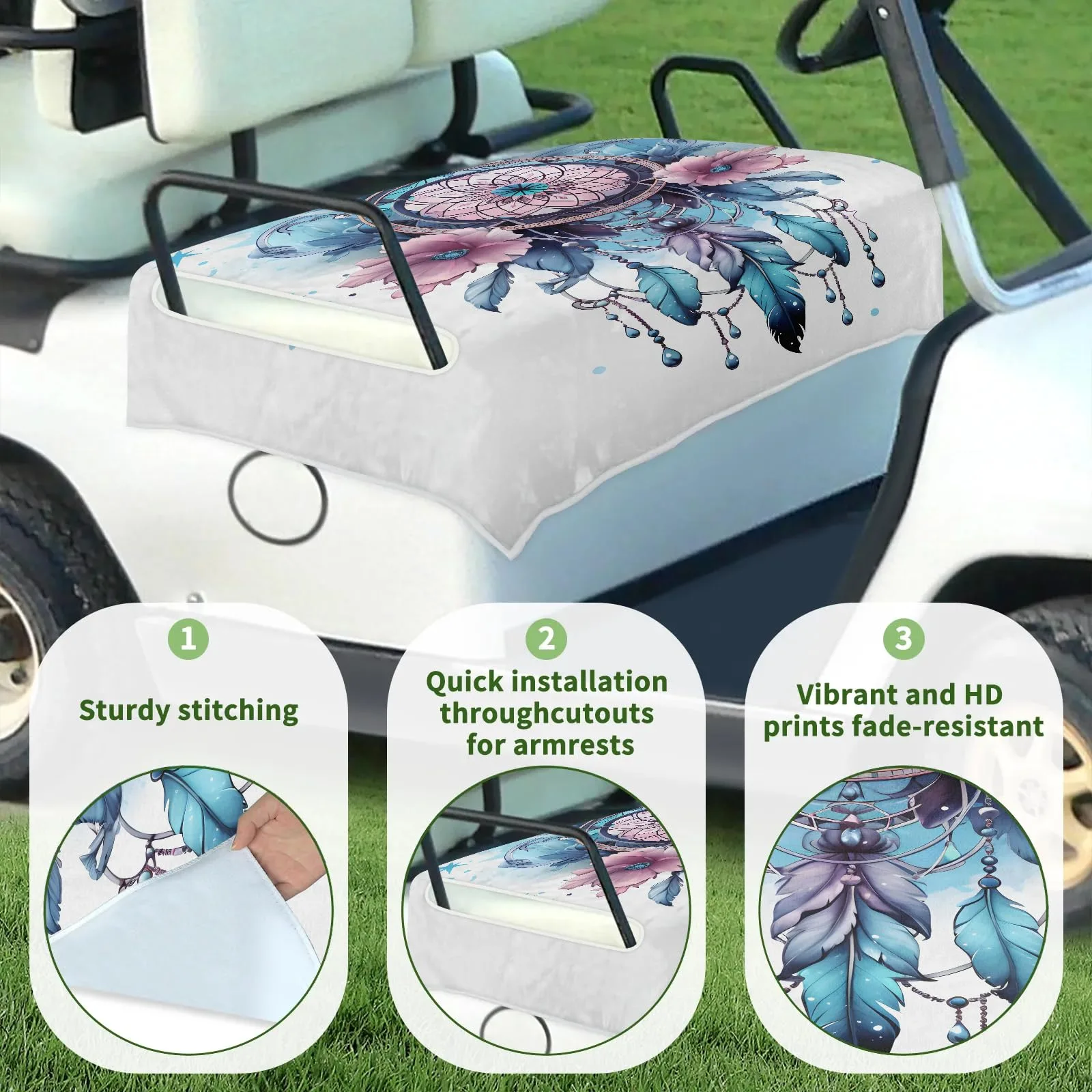 Tiveruda Golf Cart Seat Cover for Double Seats, 51 x 31 in image 3