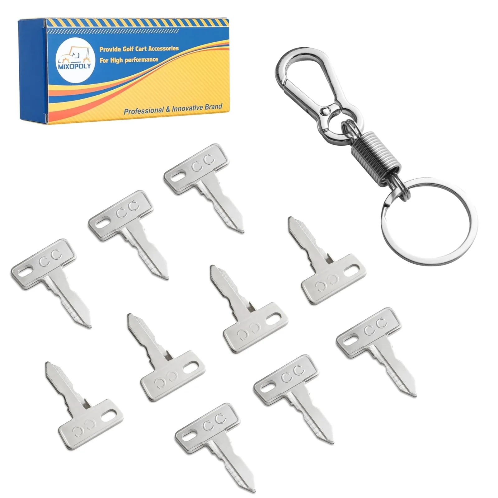 Mixopoly Golf Cart Ignition Keys for Club Car, 10-Pack