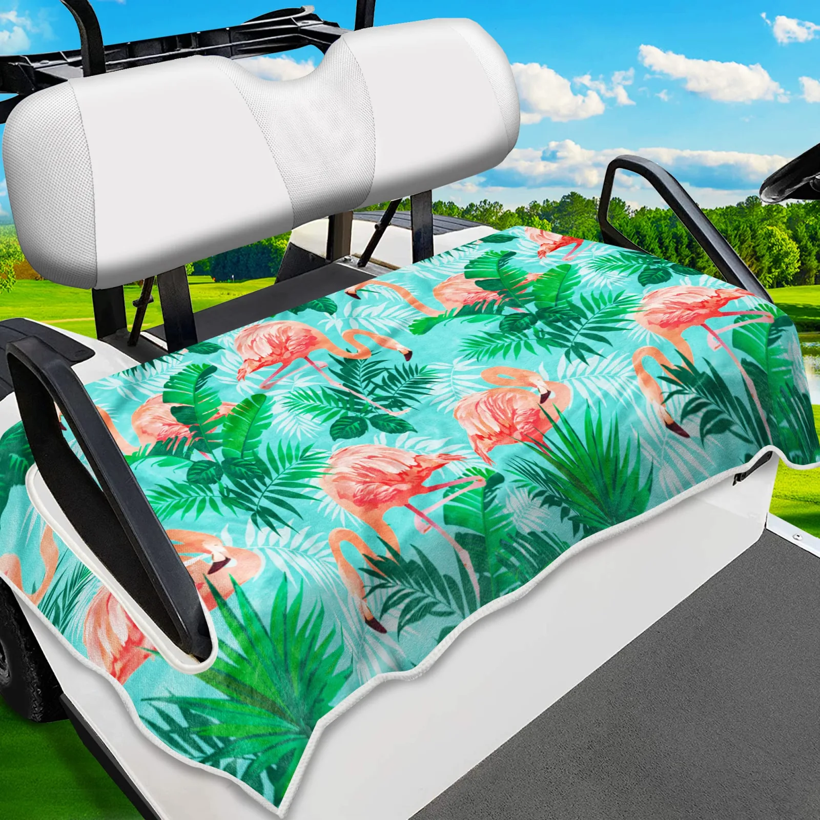 ENYORSEL Flamingo Golf Cart Seat Cover, 51 x 31 in
