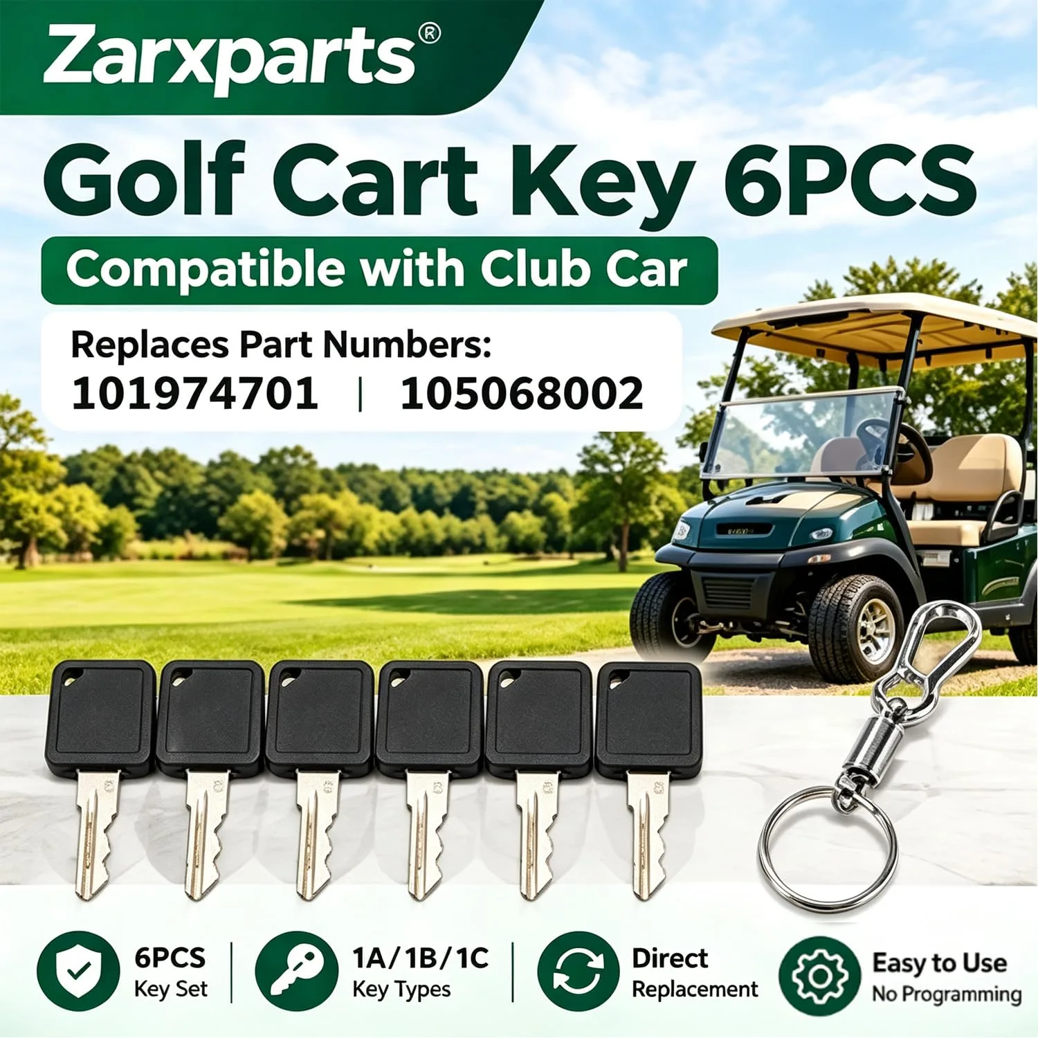 Zarxparts Club Car Golf Cart Key Set 101974701 image 2