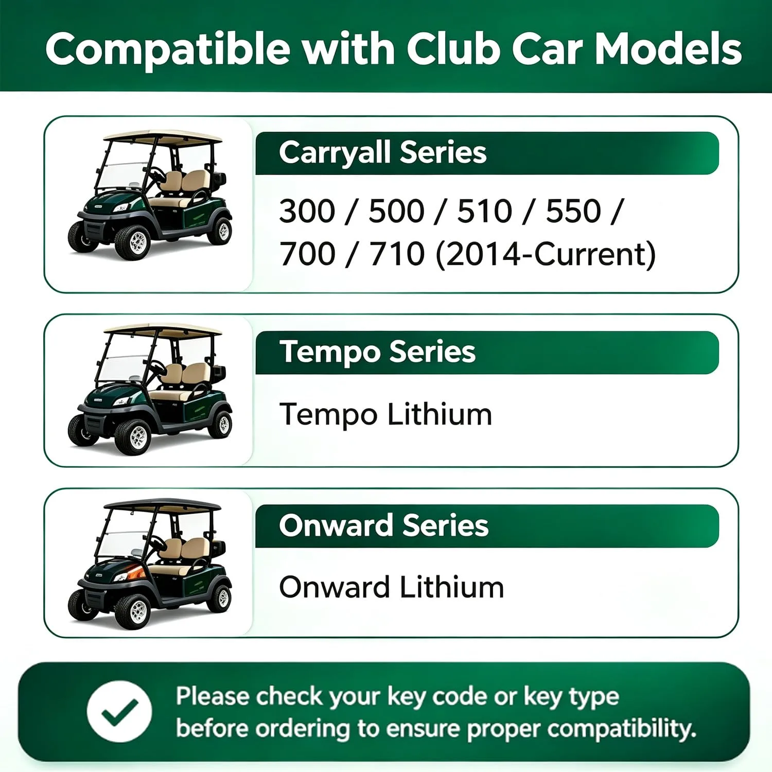 Zarxparts Club Car Golf Cart Key Set 101974701 image 3