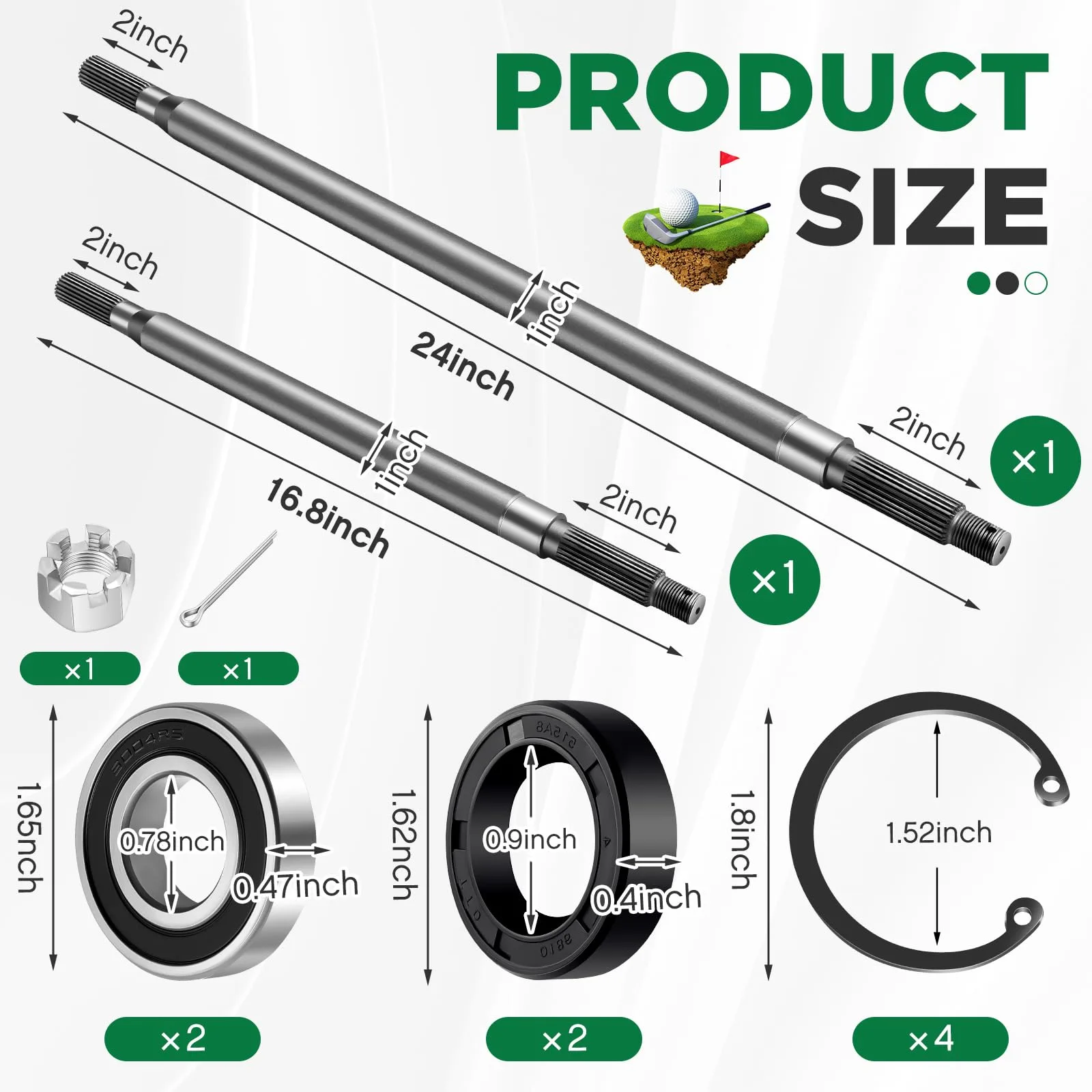 Zonon Rear Axle Shaft Kit for E-Z-GO TXT Medalist image 2