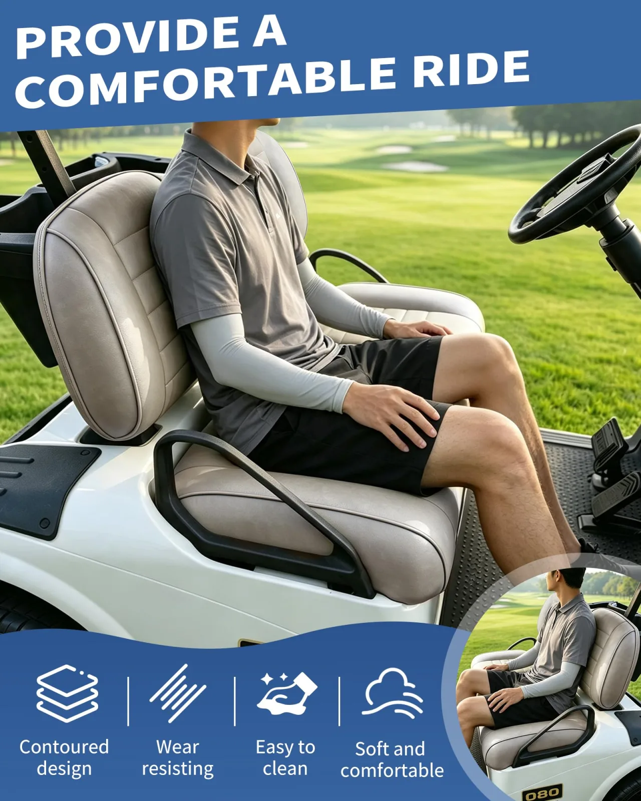 HEOHOU Front Seat Cushion Kit for EZGO RXV 2008+ image 4