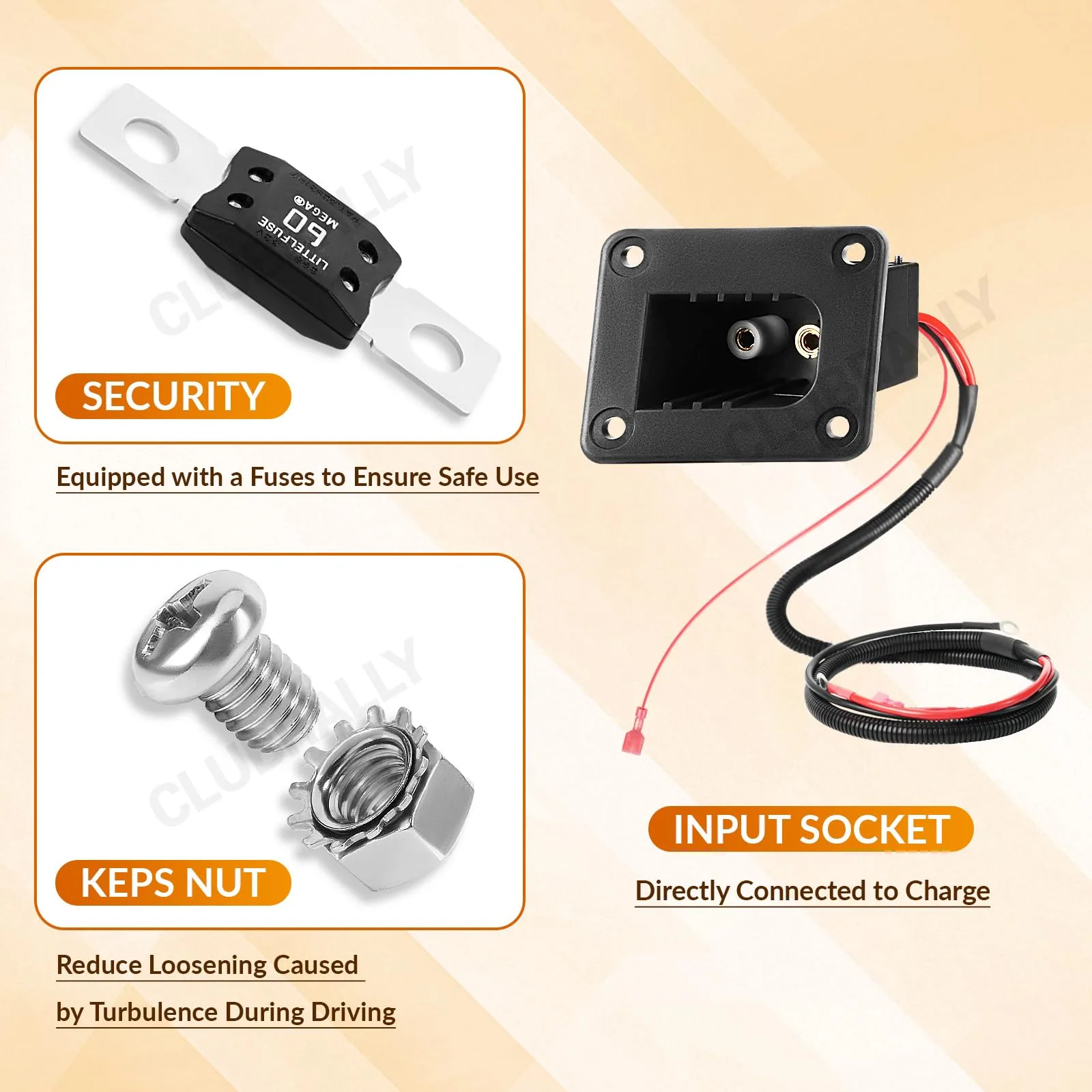 CLUBRALLY 36V E-Z-GO Charger Receptacle 73063-G01 image 4
